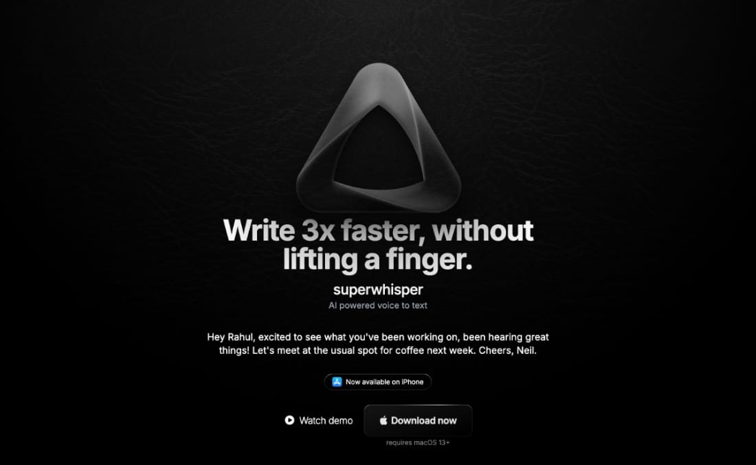 Superwhisper website preview